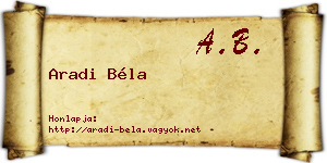 Aradi Béla névjegykártya