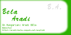 bela aradi business card